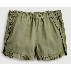 J.Crew Crewcuts Ruffle Canvas Olive Green Shorts Pocket (Youth 12)